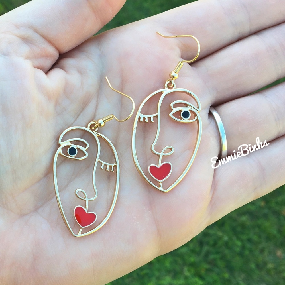 ✨3for$38 New Zara Artsy Picasso Vibe Abstract Artist Statement Drop Earrings - Picture 2 of 16
